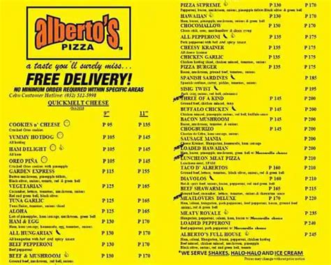 albertos talamban|Alberto's Pizza menu price 2022.